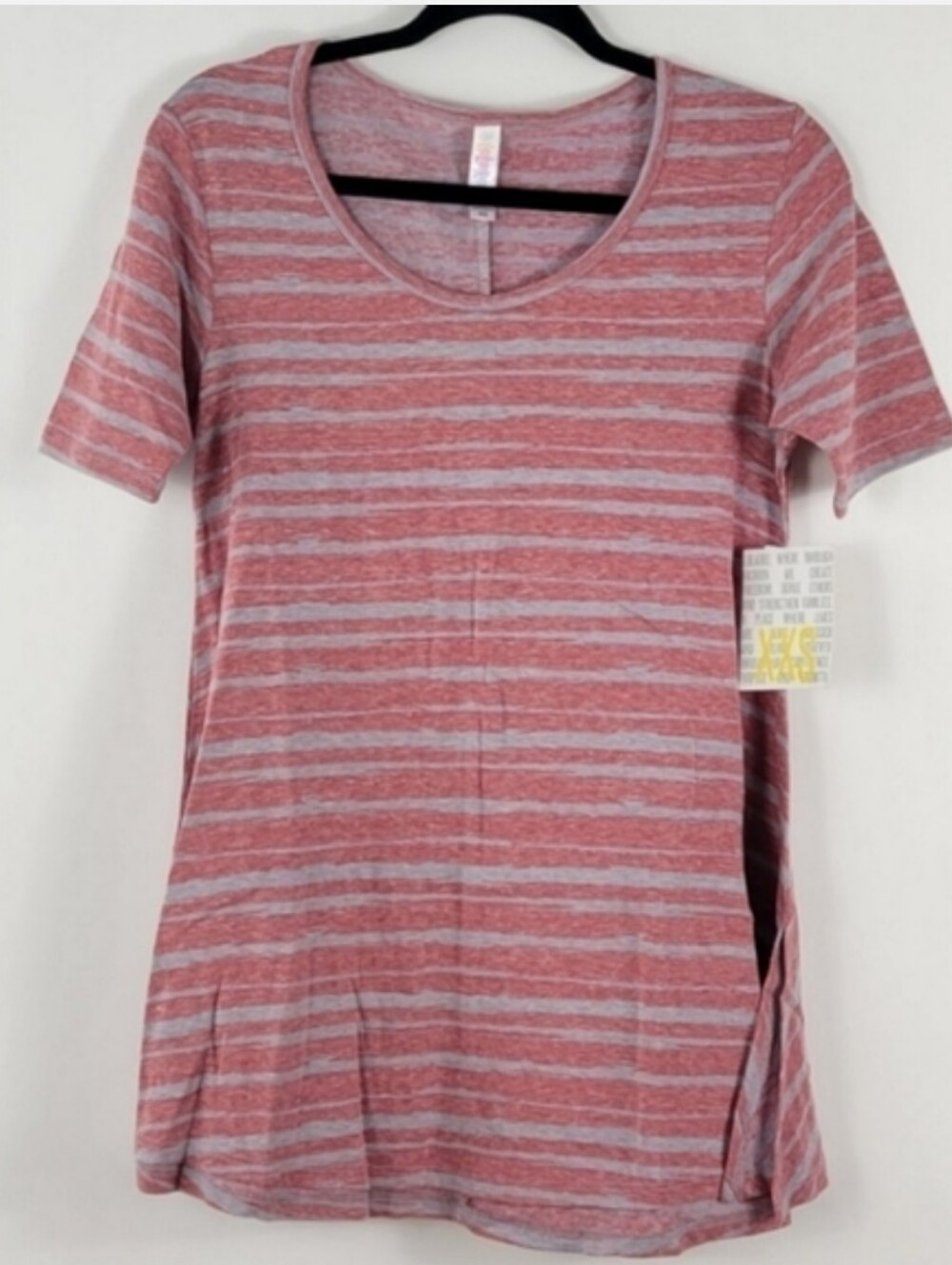 LuLaRoe Perfect Red Gray Tee Shirt Top Size XXS